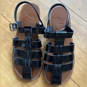 Jcrew fisherman’s Sandles in black with tan sole